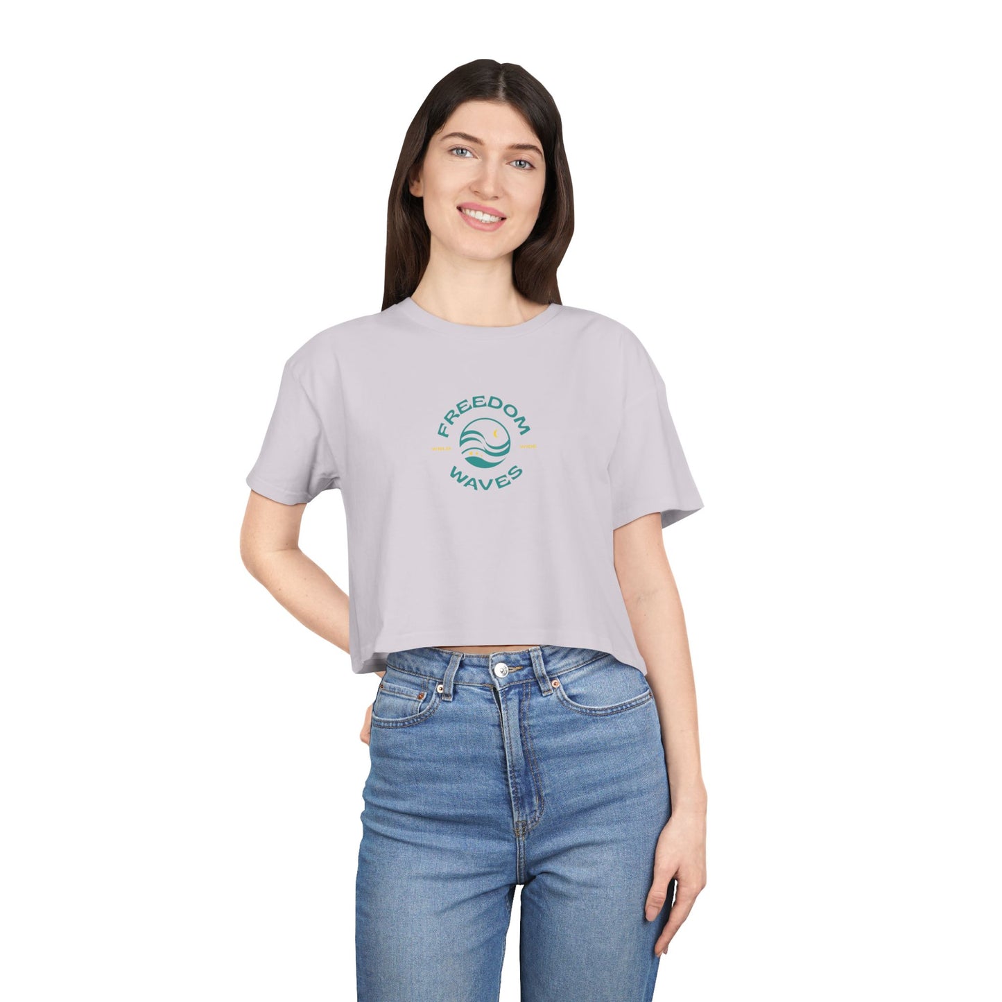 Freedom Waves Women's Crop Tee - Chill Vibes & Self-Expression