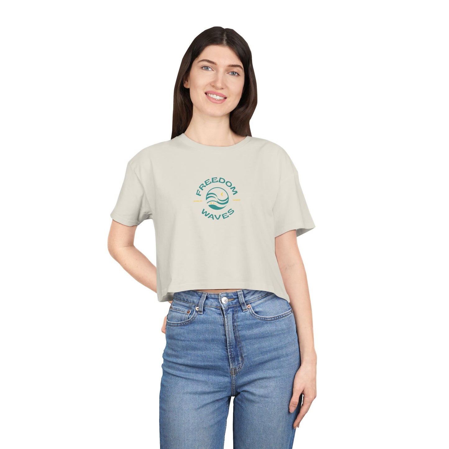Freedom Waves Women's Crop Tee - Chill Vibes & Self-Expression