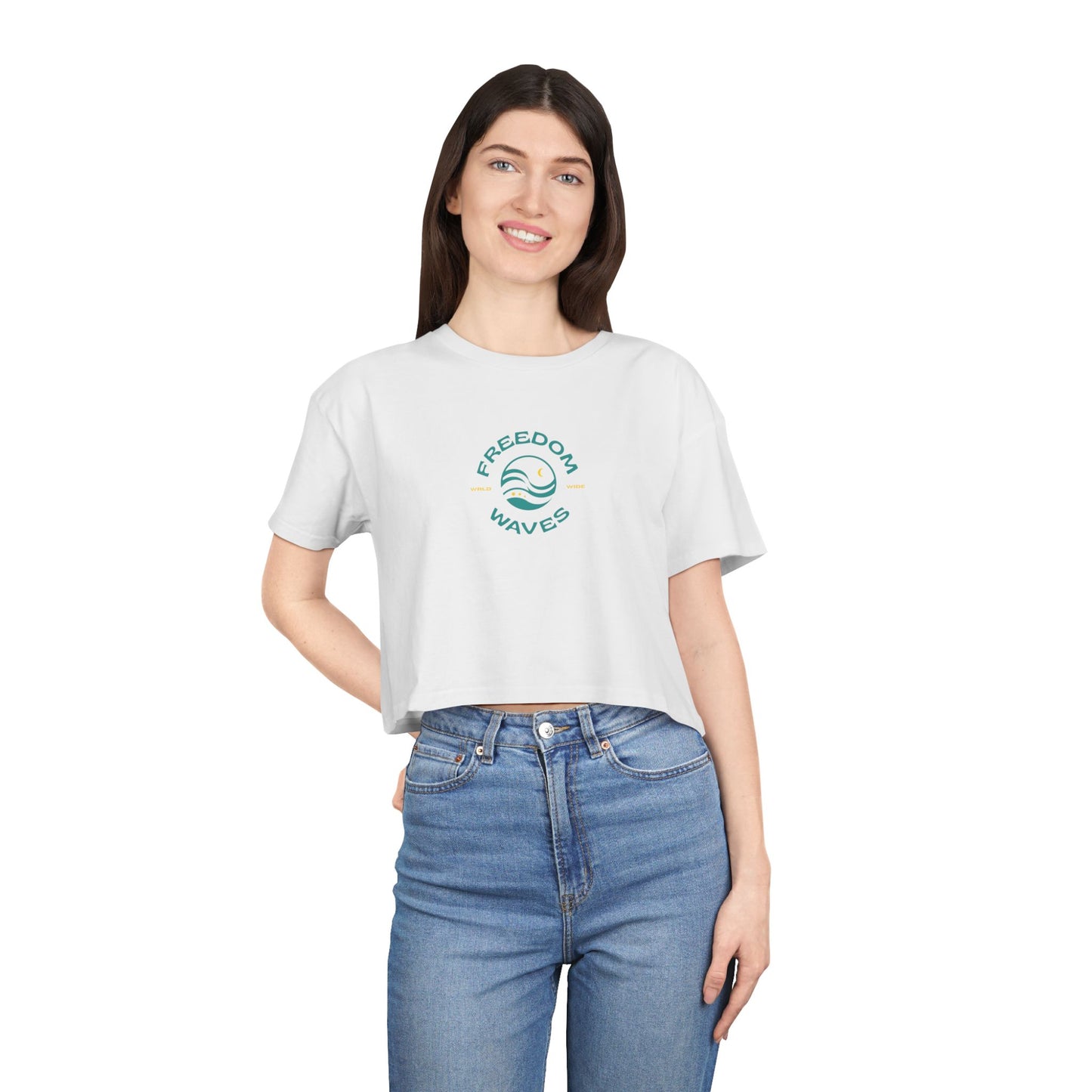 Freedom Waves Women's Crop Tee - Chill Vibes & Self-Expression