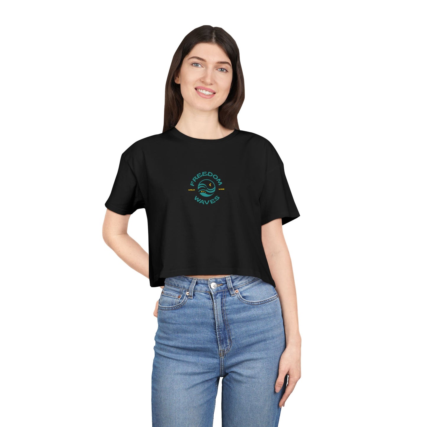 Freedom Waves Women's Crop Tee - Stylish & Empowering Graphic Tee