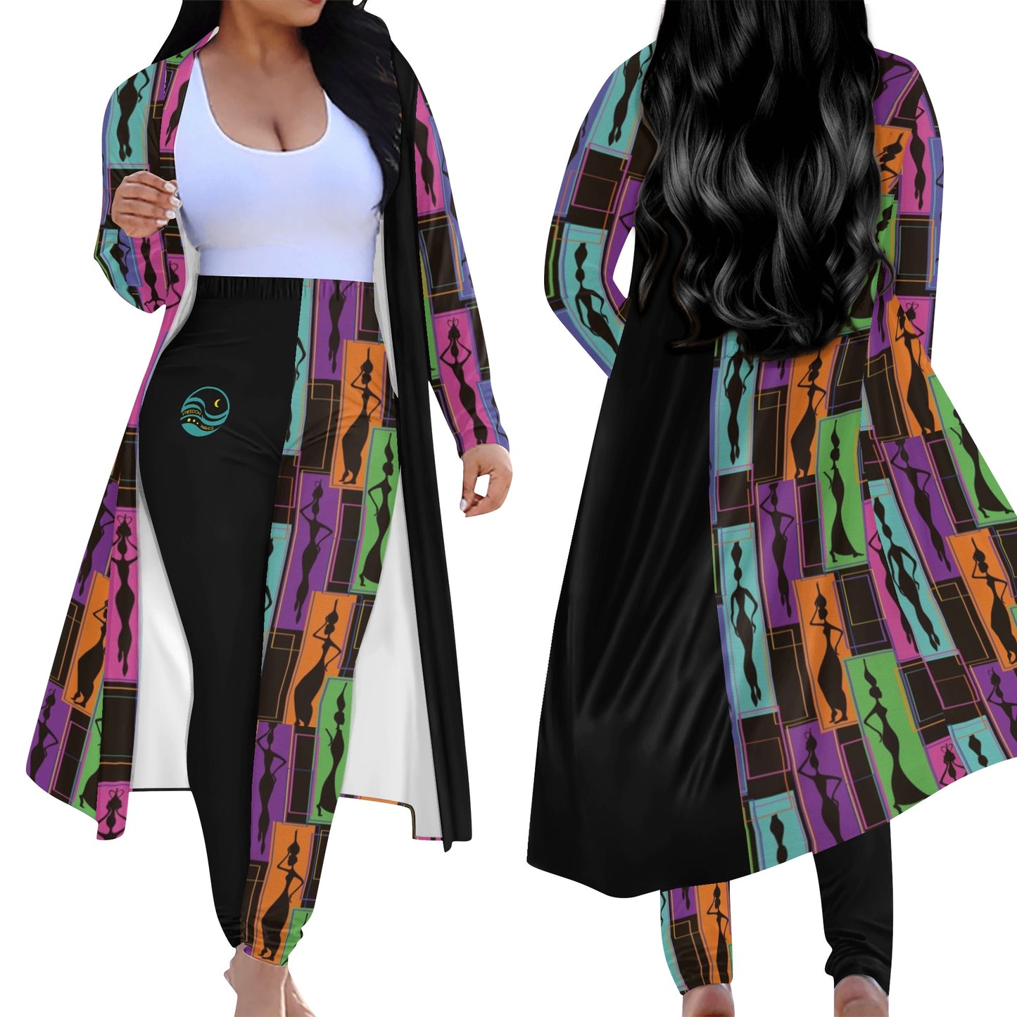 Women's Long Sleeve Cardigan and Leggings 2pcs