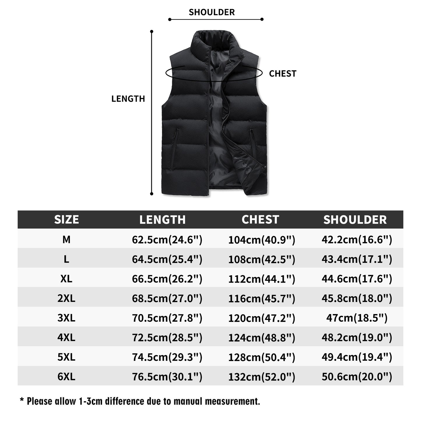 Mens Warm Stand Collar Zip Up Puffer Vest